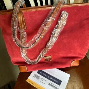 Dooney and bourke red suede tote